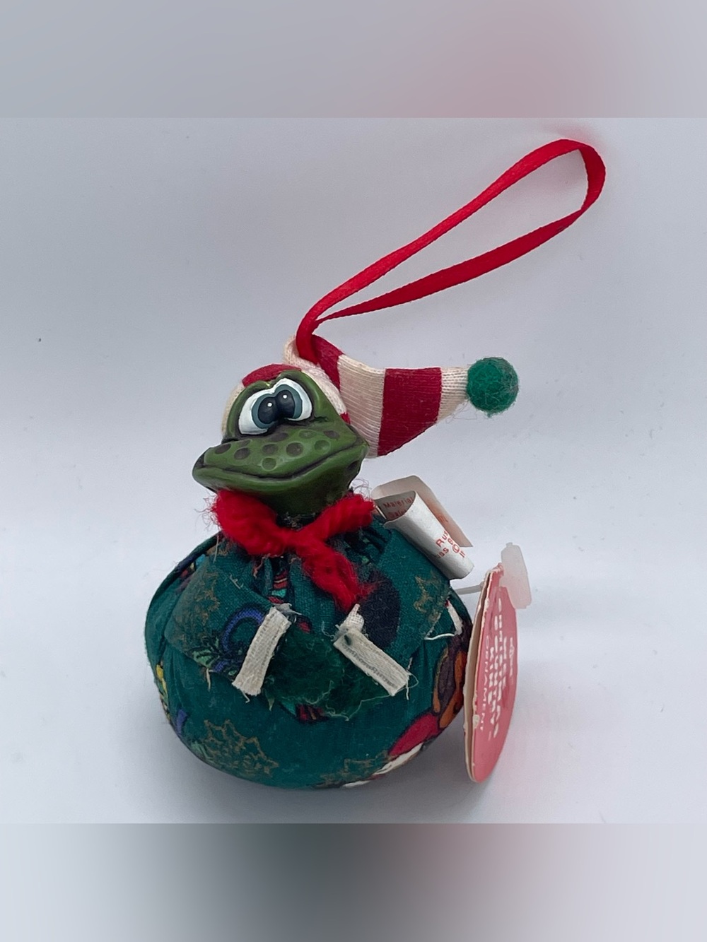 RUSS Wee Christmas Country-Kins  Frog Holiday Ornament